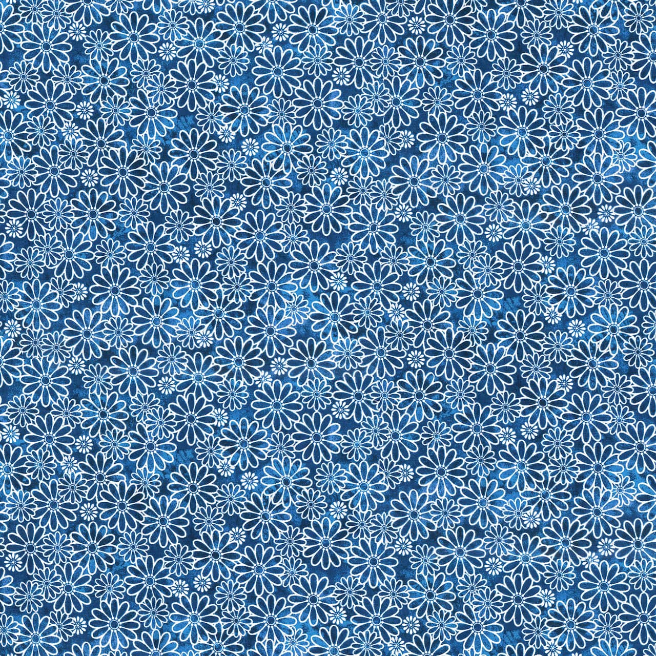 Fabric Traditions Blue Tonal Daisies Cotton Fabric